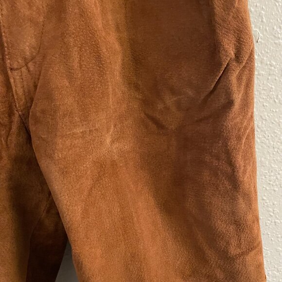 Vintage Brown Suede Leather Paper Bag Shorts High Rise | Size L/XL - Picture 6 of 13